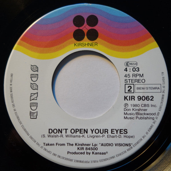 Kansas (2) : Hold On (7", Single)