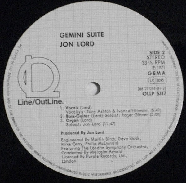 Jon Lord / London Symphony Orchestra : Gemini Suite (LP, Album, RE)