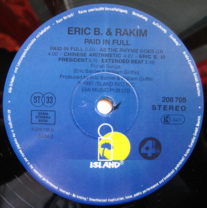 Eric B. & Rakim : Paid In Full (LP, Album)