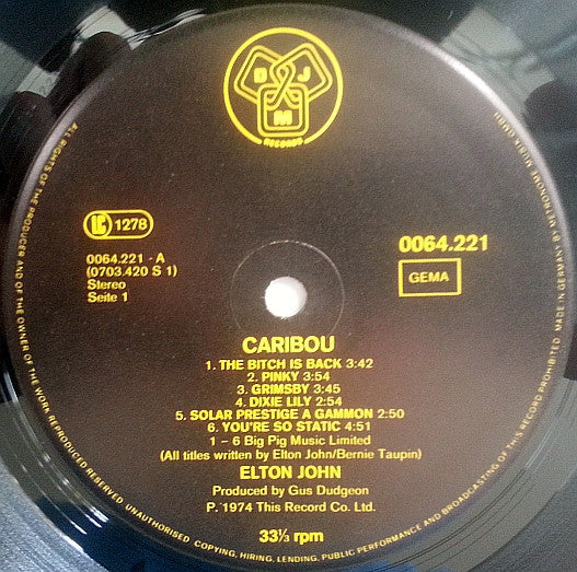 Elton John : Caribou (LP, Album, RE)