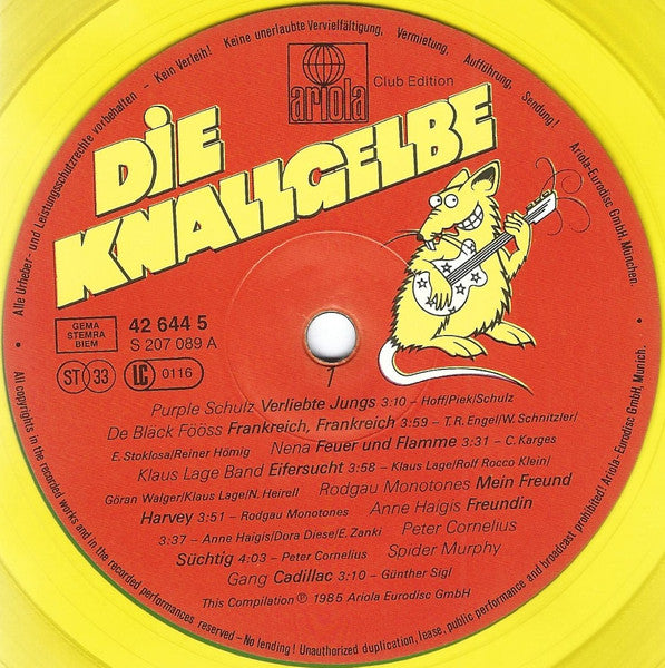 Various : Die Knallgelbe (Tierisch Gut) (LP, Comp, Club, Yel)