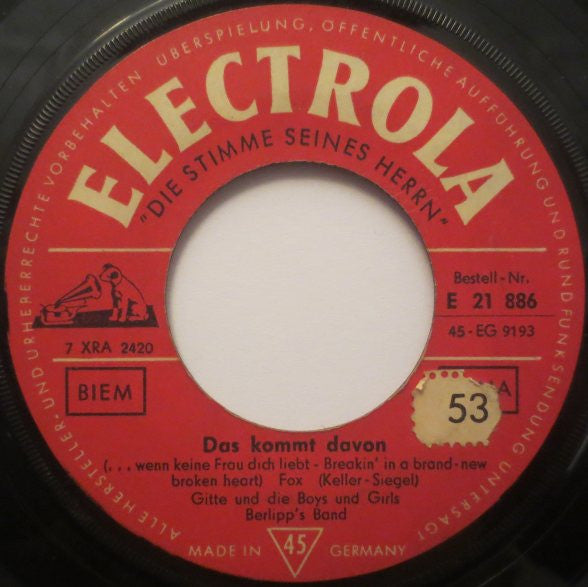 Gitte* Und Die Boys Und Girls* / Gitte* Und Die Girls* : Das Kommt Davon / Das Penny-Mädchen (7", Single)
