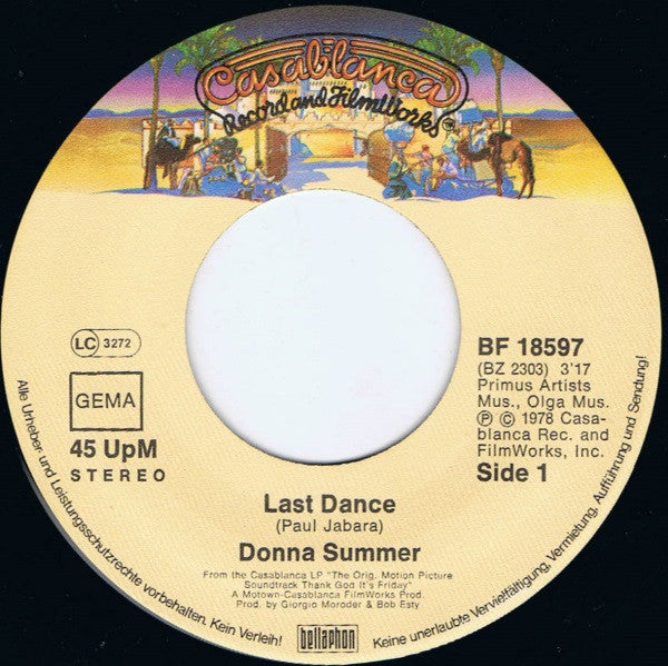 Donna Summer : Last Dance (7", Single)