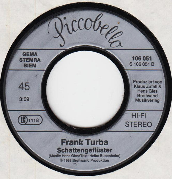 Frank Turba : Das Letzte Einhorn (7", Single)