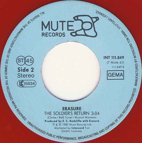 Erasure : Victim Of Love (Remix) (7", Single, Red)
