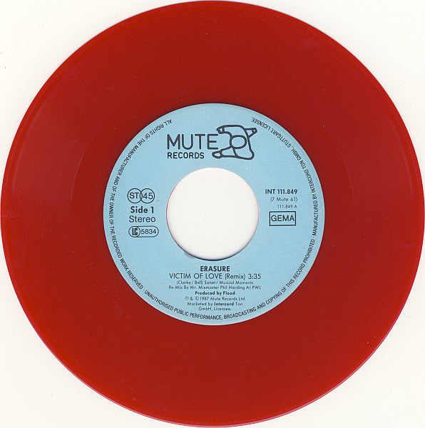 Erasure : Victim Of Love (Remix) (7", Single, Red)