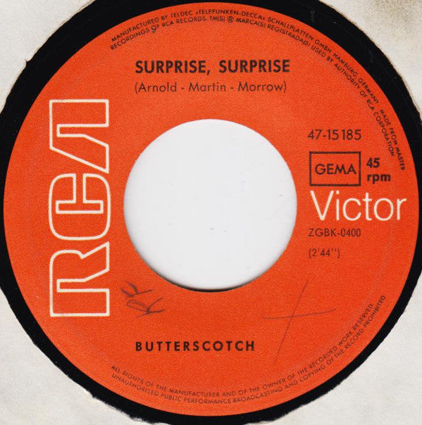 Butterscotch (2) : Surprise, Surprise (7", Single)