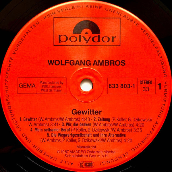 W. Ambros*, № 1* : Gewitter (LP, Album)