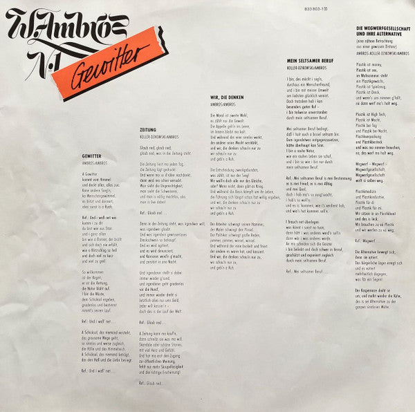 W. Ambros*, № 1* : Gewitter (LP, Album)