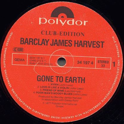 Barclay James Harvest : Gone To Earth (LP, Album, Club)