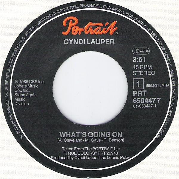 Cyndi Lauper : What's Going On (7", Single)
