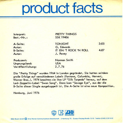 Pretty Things* : Tonight (7")