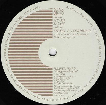 Heaven Ward : Dangerous Nights (LP, Album)