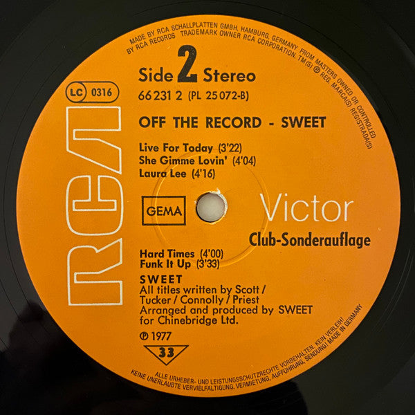 Sweet* : Off The Record (LP, Album, Club)