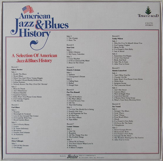 Various : A Selection Of American Jazz & Blues History (Box, Comp + 10xLP, Mono)
