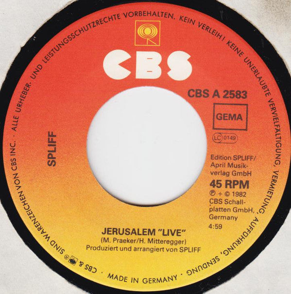 Spliff : Deja Vu / Jerusalem "Live" (7", Single)