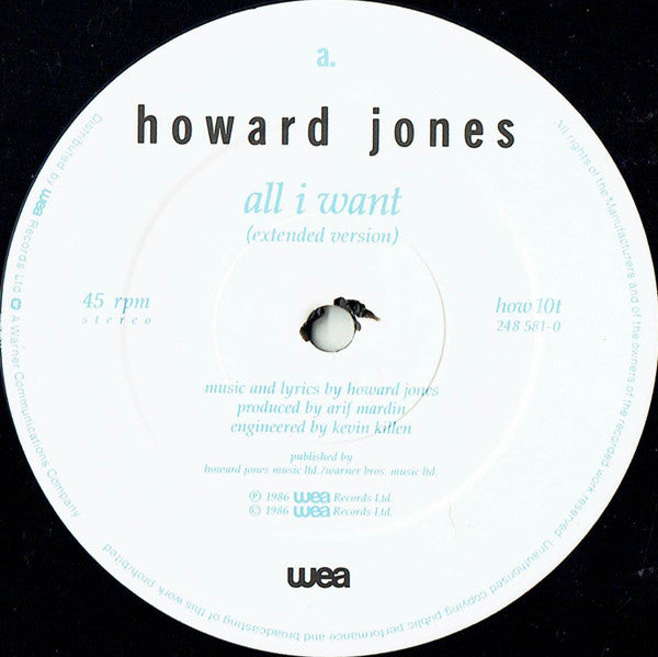 Howard Jones : All I Want (Extended Version) (12", Single, Wit)