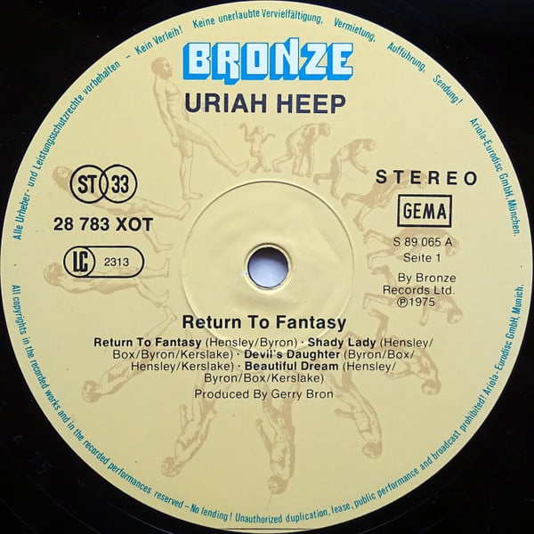 Uriah Heep : Return To Fantasy (LP, Album, RE)