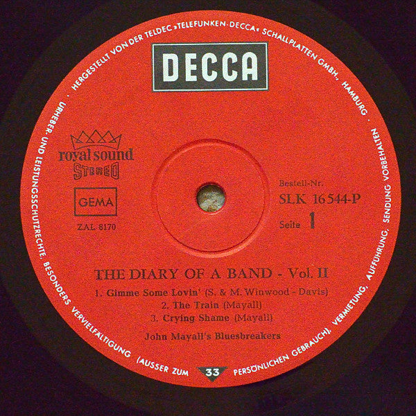 John Mayall / John Mayall's Bluesbreakers* : The Diary Of A Band Volume Two (LP, Album)