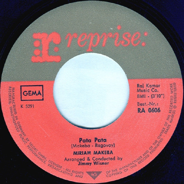 Miriam Makeba : Pata Pata / The Ballad Of The Sad Young Men (7", Single)