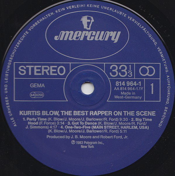 Kurtis Blow : The Best Rapper On The Scene (LP, Comp, Blu)