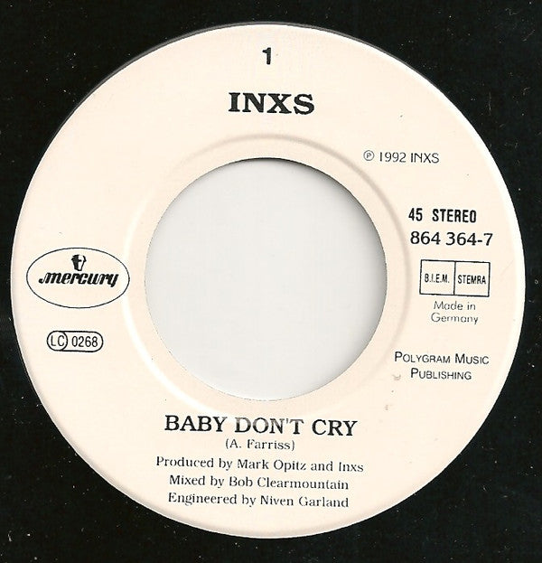 INXS : Baby Don't Cry (7", Single)