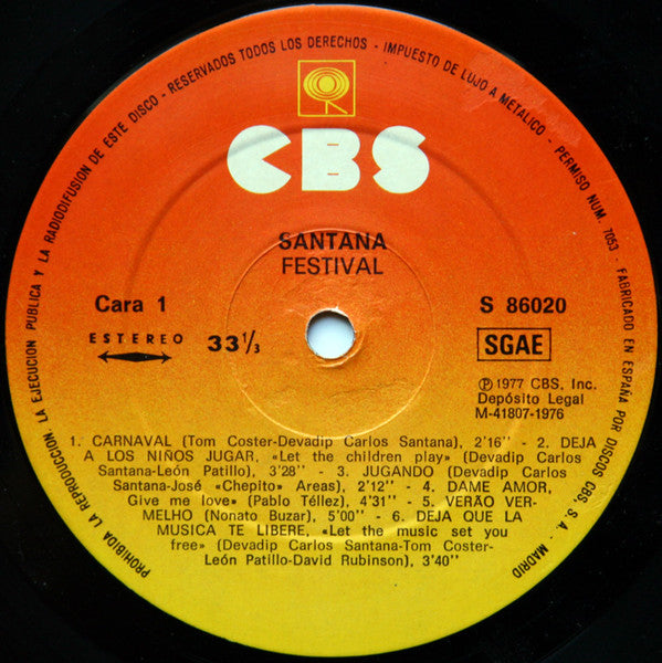 Santana : Festivál (LP, Album)