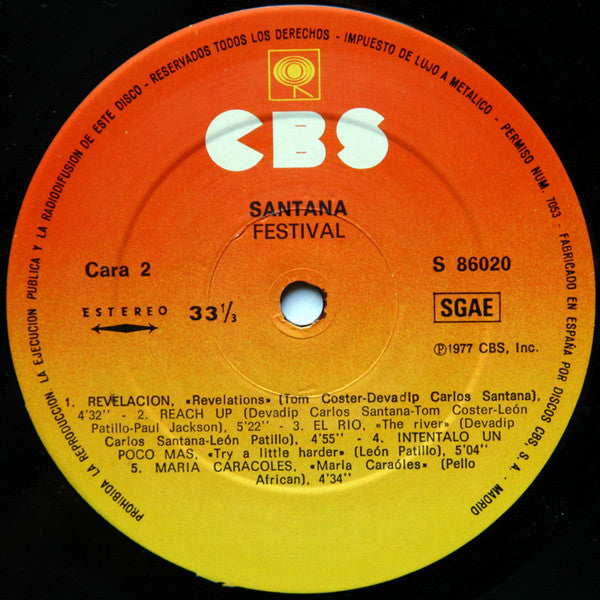 Santana : Festivál (LP, Album)