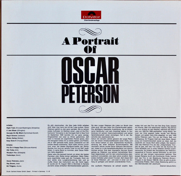 Oscar Peterson : A Portrait Of Oscar Peterson (LP, Comp)