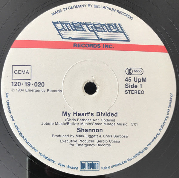 Shannon : My Heart's Divided (Special Remix) (12", Maxi)