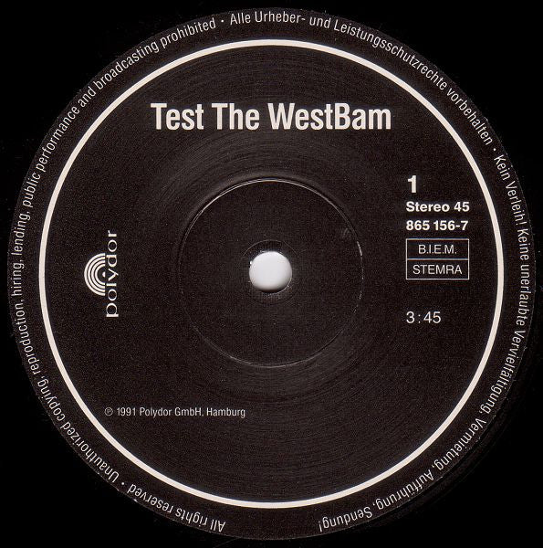 WestBam : Test The Westbam (7", Single, Ltd, Promo)