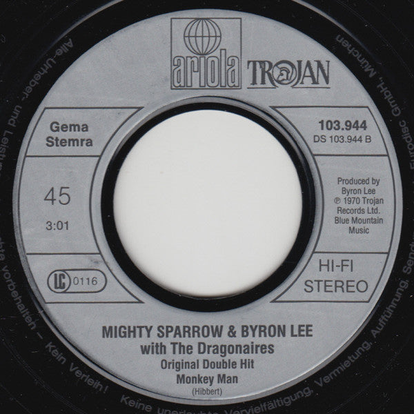 Mighty Sparrow & Byron Lee And The Dragonaires : Only A Fool / Monkey Man (7", Single)