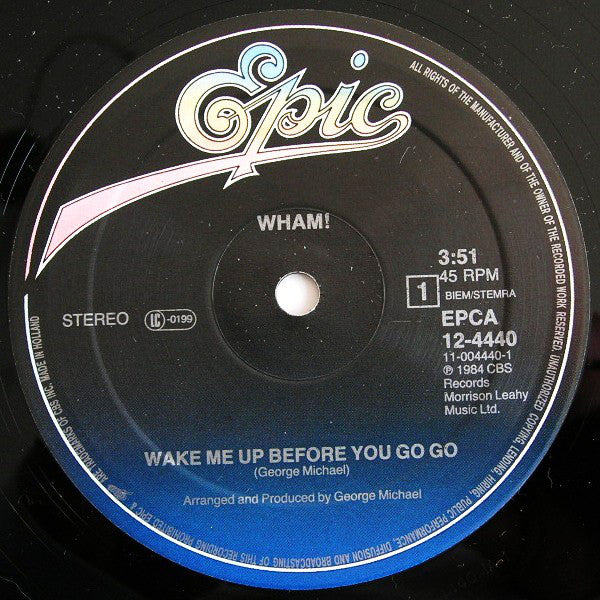 Wham! : Wake Me Up Before You Go-Go (12", Maxi, Mono)