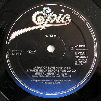 Wham! : Wake Me Up Before You Go-Go (12", Maxi, Mono)