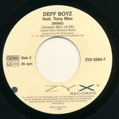 The Deff Boyz Featuring Tony Mac : Swing (7", Single)