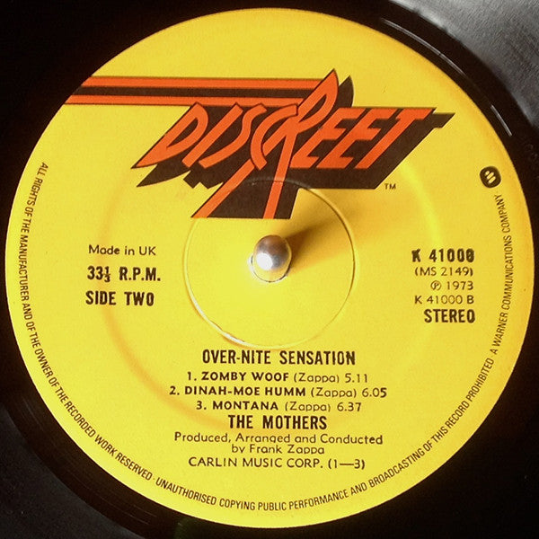 The Mothers : Over-Nite Sensation (LP, Album, RE, Gat)