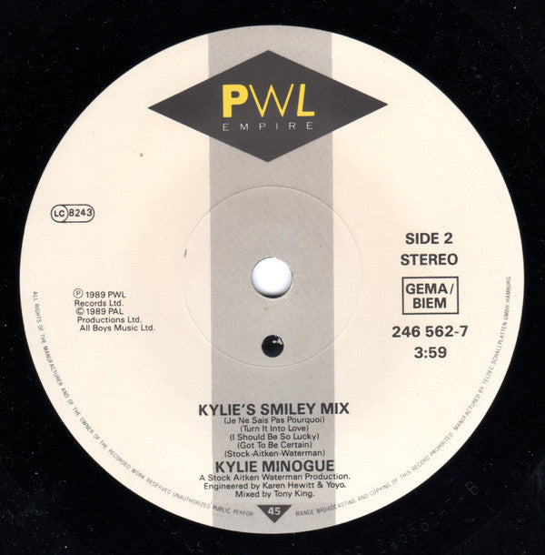Kylie Minogue : Never Too Late (7", Single)
