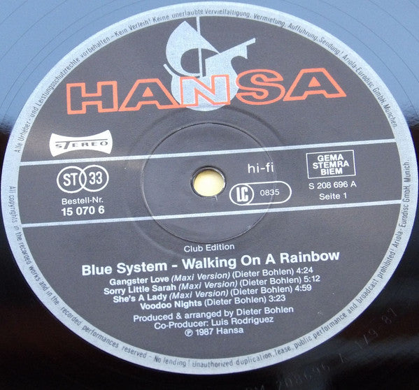 Blue System : Walking On A Rainbow (LP, Album, Club)