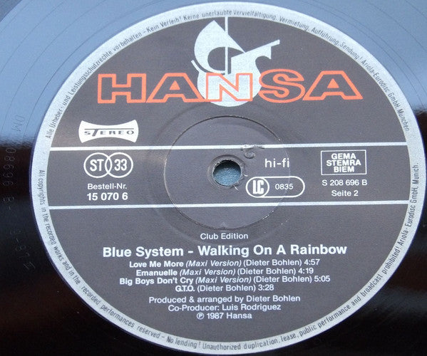 Blue System : Walking On A Rainbow (LP, Album, Club)