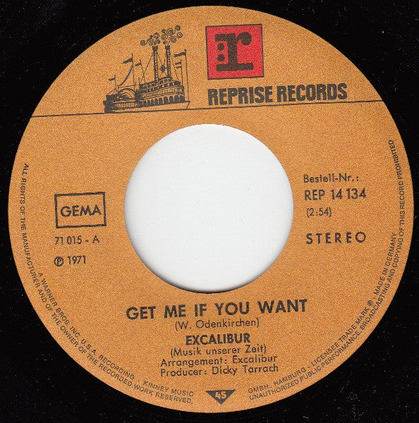 Excalibur : Get Me If You Want / Hollywood Dreams (7", Single)