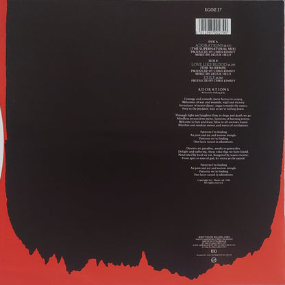 Killing Joke : Adorations (The Supernatural Mix + The '86 Special Remix Of Love Like Blood) (12", Single)