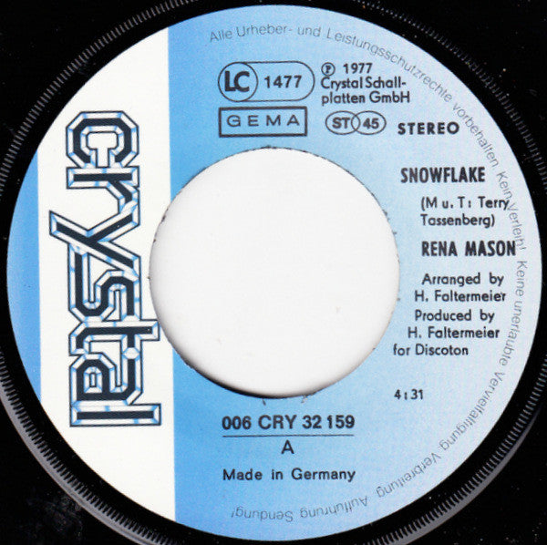 Rena Mason : Snowflake / She Was A Lady (7", Single)