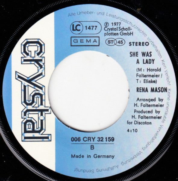 Rena Mason : Snowflake / She Was A Lady (7", Single)