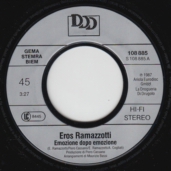 Eros Ramazzotti : Emozione Dopo Emozione (7", Single)