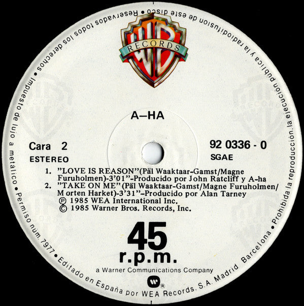 a-ha : Take On Me (Extended Version) (12", Maxi)