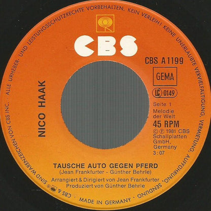 Nico Haak : Tausche Auto Gegen Pferd (7", Single)