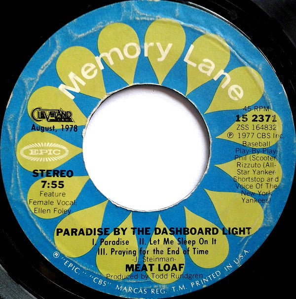 Meat Loaf : Two Out Of Three Ain't Bad / Paradise By The Dashboard Light (7", Single, RP)