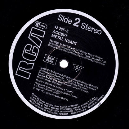 Accept : Metal Heart (LP, Album, Club)