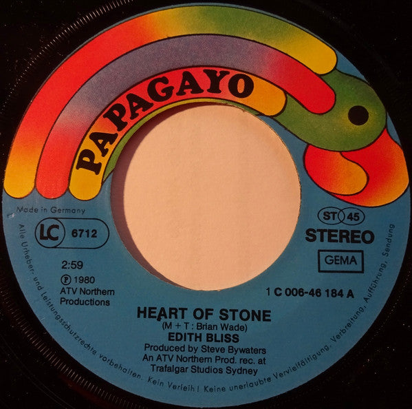 Edith Bliss : Heart Of Stone (7", Single)