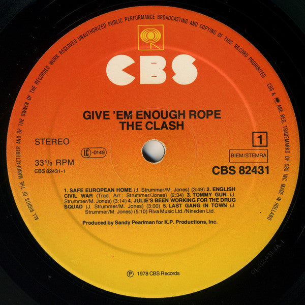 The Clash : Give 'Em Enough Rope (LP, Album, RE)